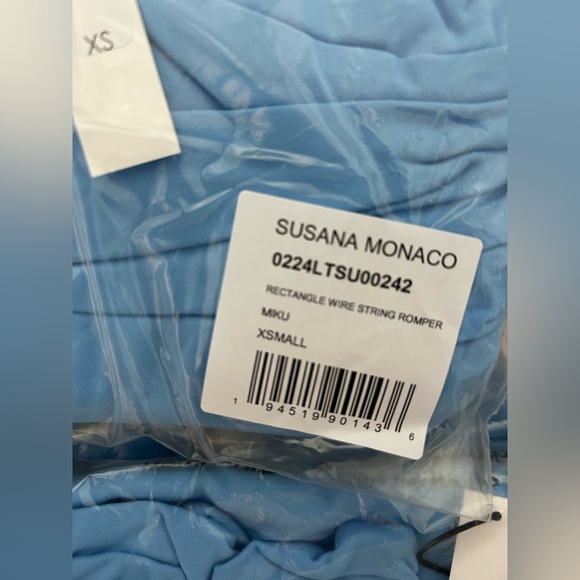 Susana Monaco NWT Rectangle Wire String Romper in Miku Light Blue (A09) - Picture 5 of 8